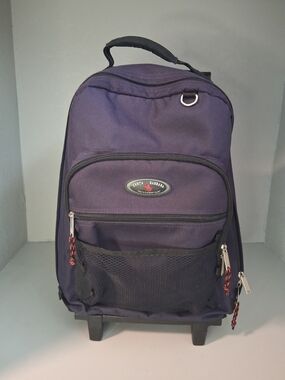 Santa Barbara Rolling Carry On Backpack Suitcase Purple Travel Bag 20” Wheeled